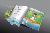 14228474-fairytale-book-with-little-frog-and-fairy-in-the-rain-reflected-in-the-pond