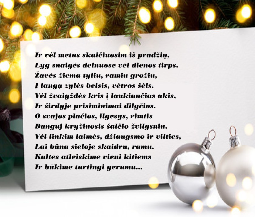 sveikinimas su Kalėdomis ir Naujais metais